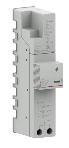 Parafoudre combiné Legrand T1+T2, 3 pôles, 7,5 kA, 230 V, IP40, 412454