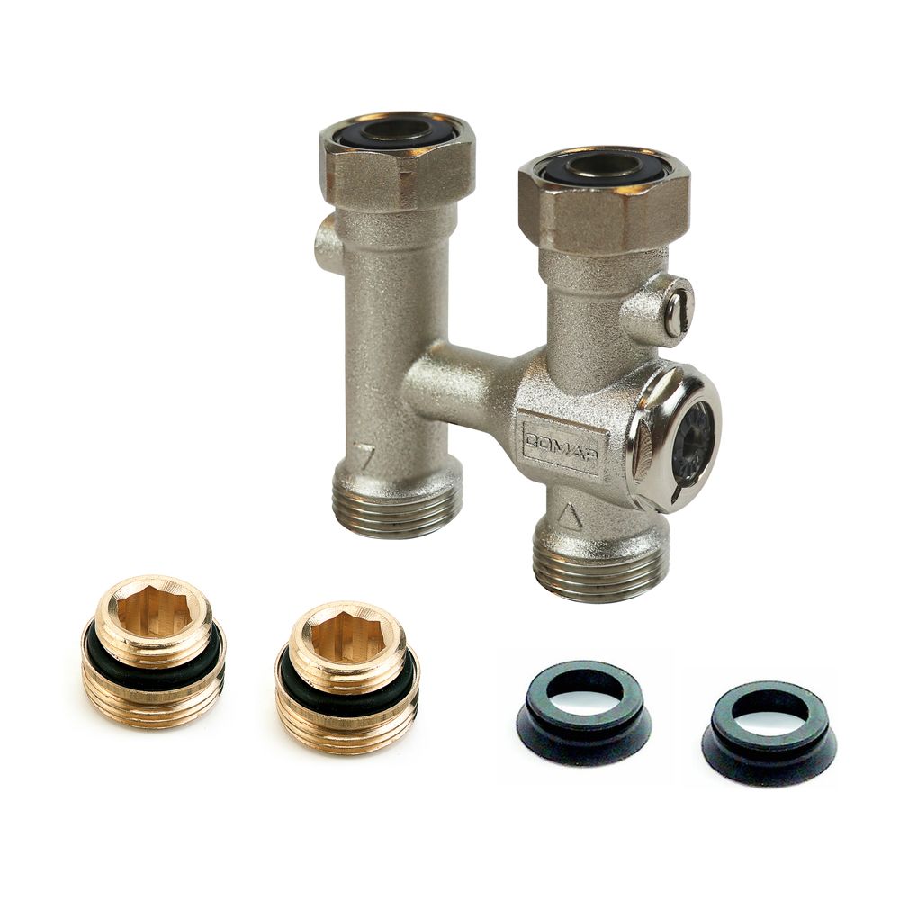 Flamco Autosar robinet à boisseau coudé G/50 G 3/4" F x M 3/4" AG Eurokonus nipple/cone