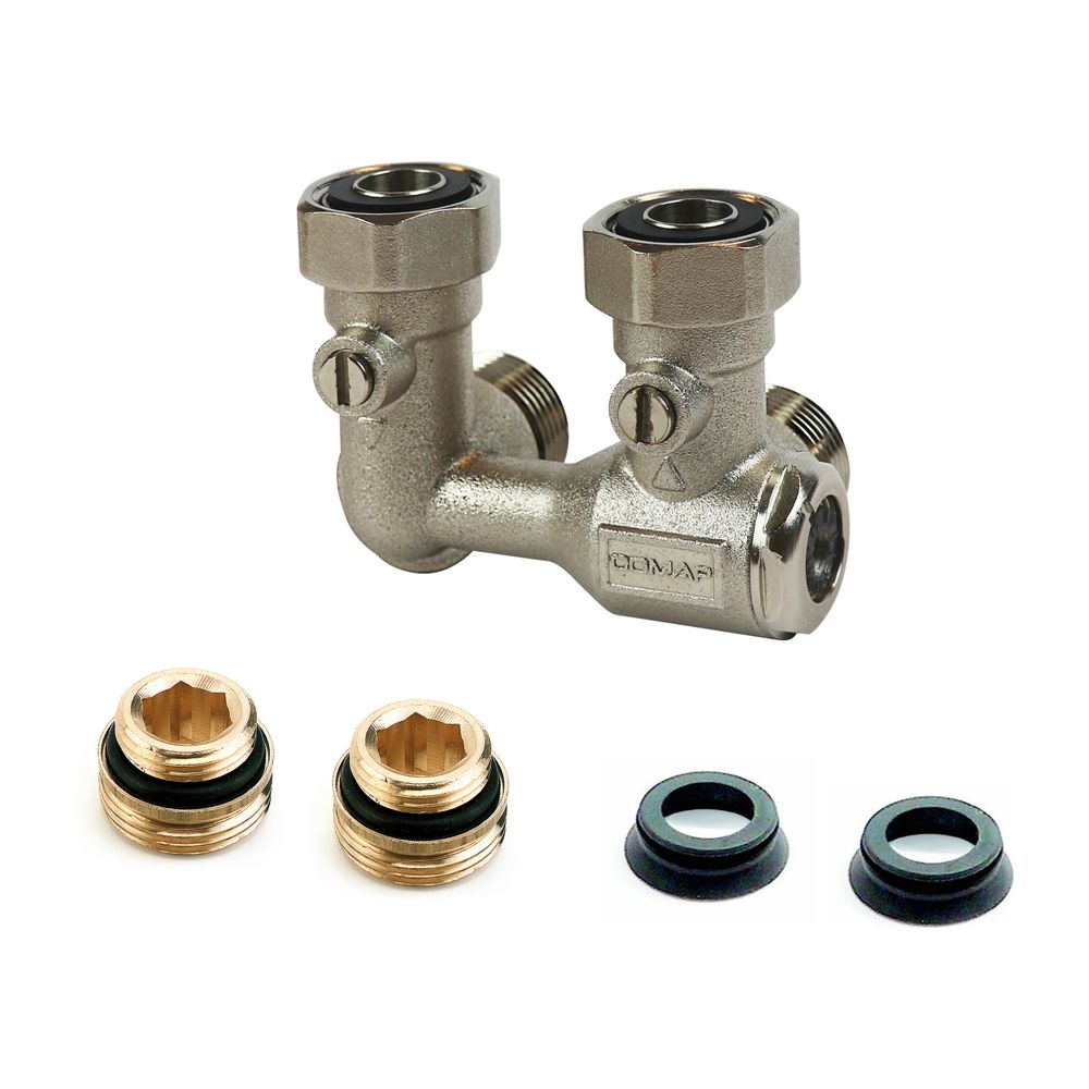 Flamco Autosar robinet à boisseau droit D/50 G 3/4" F x M 3/4" AG Eurokonus nipple/cone
