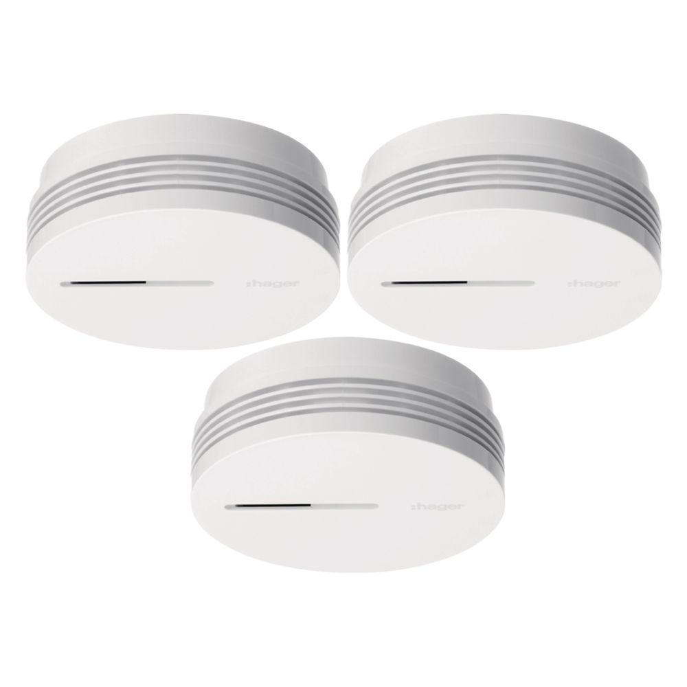 Pack de 3 détecteurs de fumée Hager Standard Q, modèle TG600AL, blanc