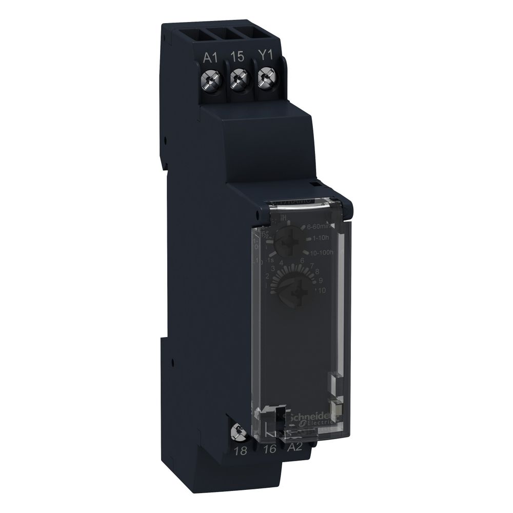 Relais temporisé modulaire Schneider Electric Harmony RE17RCMU, 1 contact inverseur, 8 A, 24-240 V AC/DC, 17,5 mm