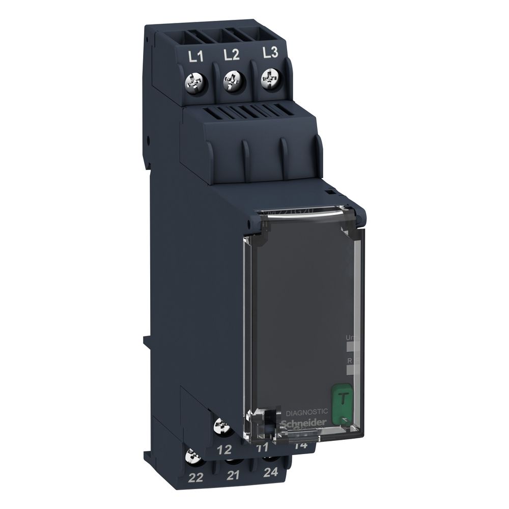 Relais de commande triphasé Harmony RM22TG20 de Schneider Electric, 208-480 V AC, 2 contacts inverseurs, 90x22,5x73 mm