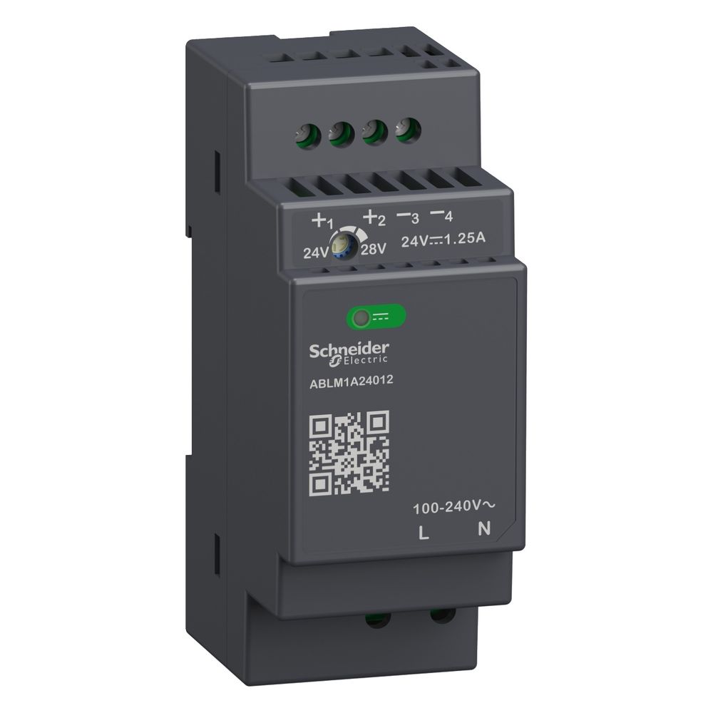 Alimentation électrique Schneider Electric ABLM1A24012, Modicon ABLM, modulaire, à découpage, monophasée, 100-240V AC, 24V DC, 1,2A, 30W