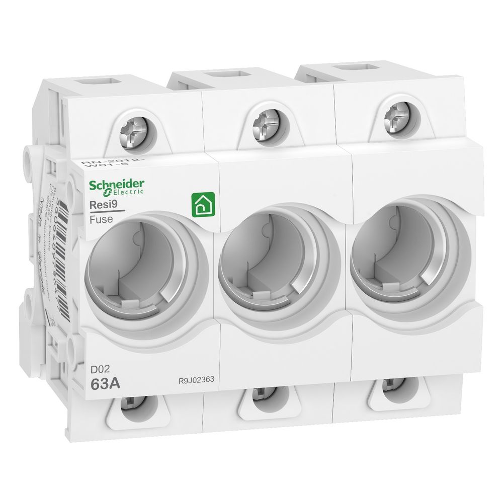 Porte-fusible Neozed D02 Schneider R9J02363, 3 pôles, 63 A, 400 V, montage sur rail DIN