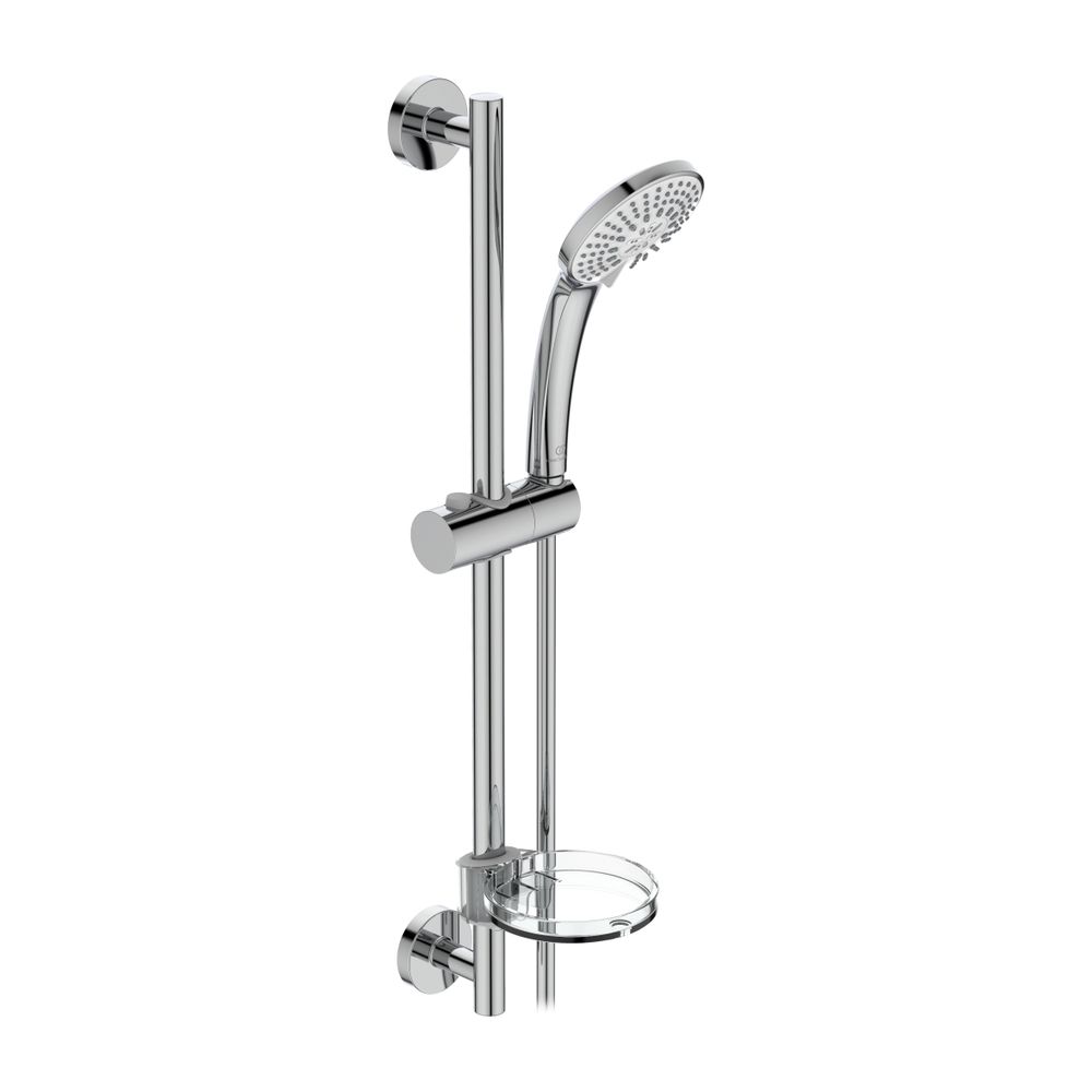 Set de douche Idealrain 600 mm avec pommeau 3 fonctions et flexible chromé (Ø 100 mm)