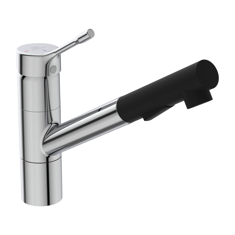 Robinetterie de cuisine Ideal Standard CeraLook, avec douchette extractible, portée 233 mm, chromé