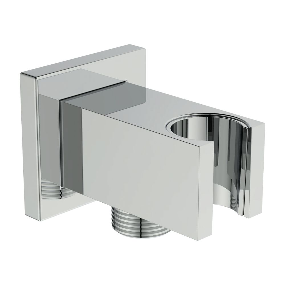 Support mural Idealrain, rosace angulaire, pour pommeau de douche et flexible de douche G1/2, chromé