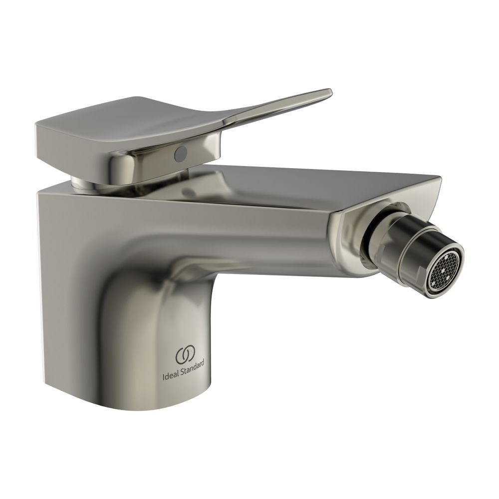 Robinetterie de bidet Ideal Standard Conca, avec évacuation, sortie 133 mm, finition Silver Storm