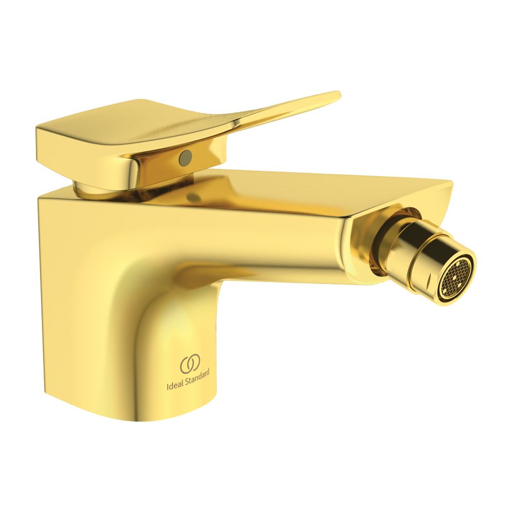 Robinetterie de bidet Conca Ideal Standard, avec garniture d'évacuation 133 mm, or brossé