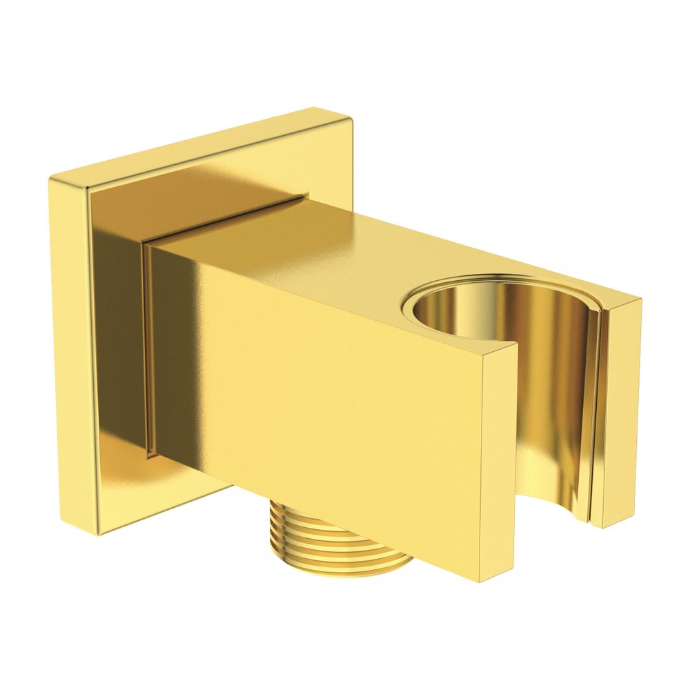 Ideal Standard Support mural Idealrain, rosace carrée, pour pommeau de douche et flexible G1/2, Brushed Gold