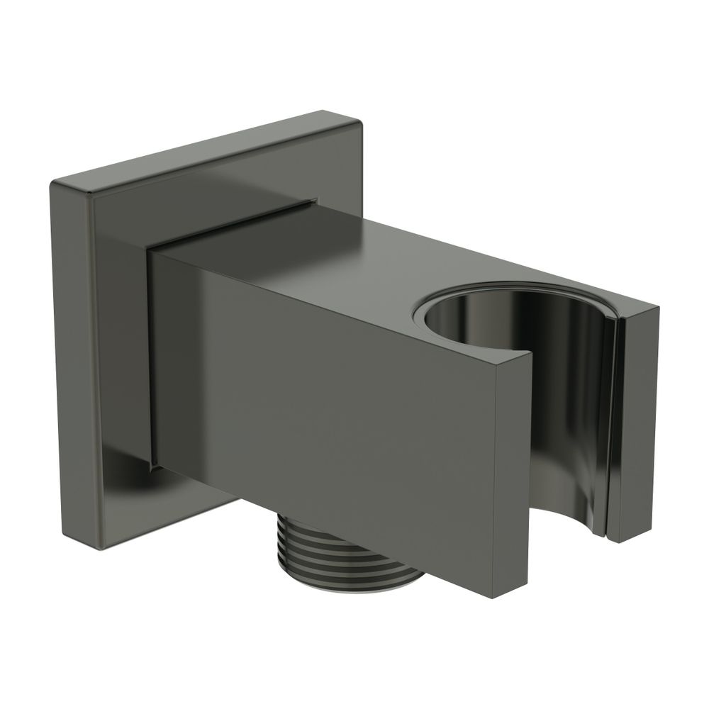 Support mural Idealrain, rosace carrée, pour pommeau de douche et flexible G1/2, MagneticGrey