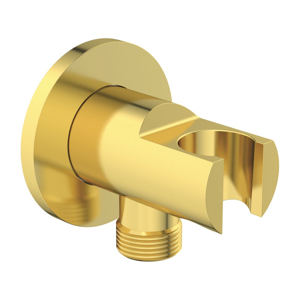 Ideal Standard Support mural Idealrain à rosace ronde pour douchette et flexible G1/2, finition or brossé
