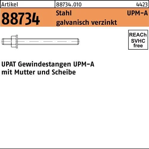 Tige filetée R 88734 UPM-A M16/130 acier zingué électrolytiquement 10 pièces UPAT — lot de 10 pièces
