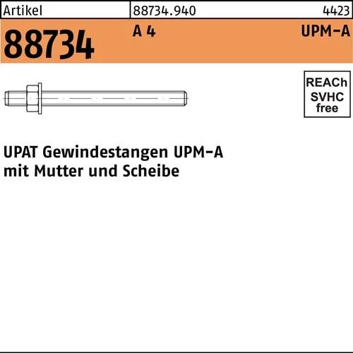 Tige filetée R 88734 UPM-A M8/130 A 4 10 pièces UPAT — lot de 10 pièces