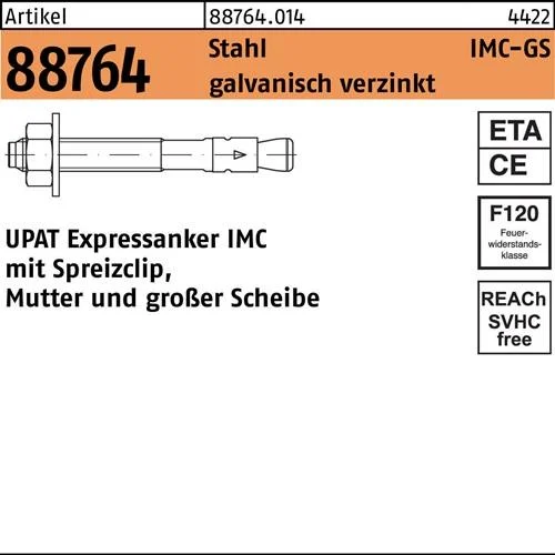 Cheville express R 88764 IMC 12/200/296 GS acier zingué galvanisé 10 pièces UPAT — lot de 10 pièces