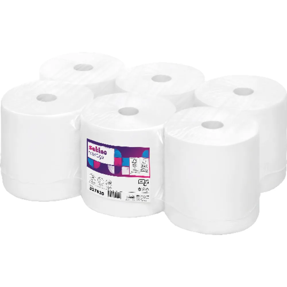 Rouleaux d'essuie-mains Satino by wepa 2 couches blanc premium — lot de 6