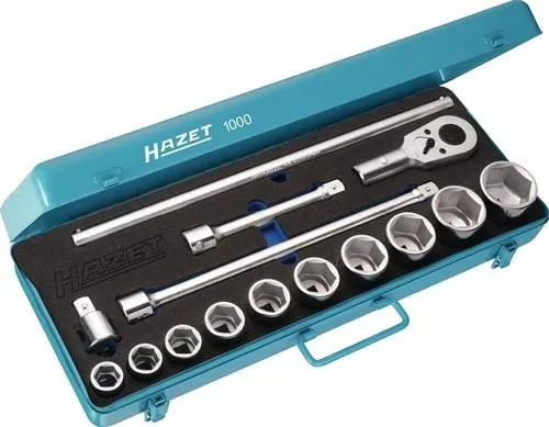 HAZET Jeu de douilles à cliquet (3/4 de pouce), profil hexagonal double extérieur, 15 pièces
