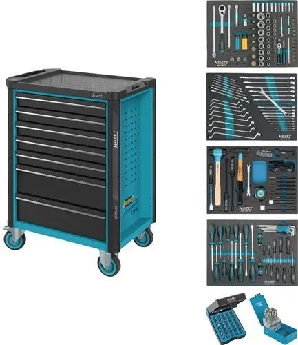 Chariot à outils Hazet 179N-7/220 B785xT518xH1020mm 540kg 7 tiroirs 220 pièces acier