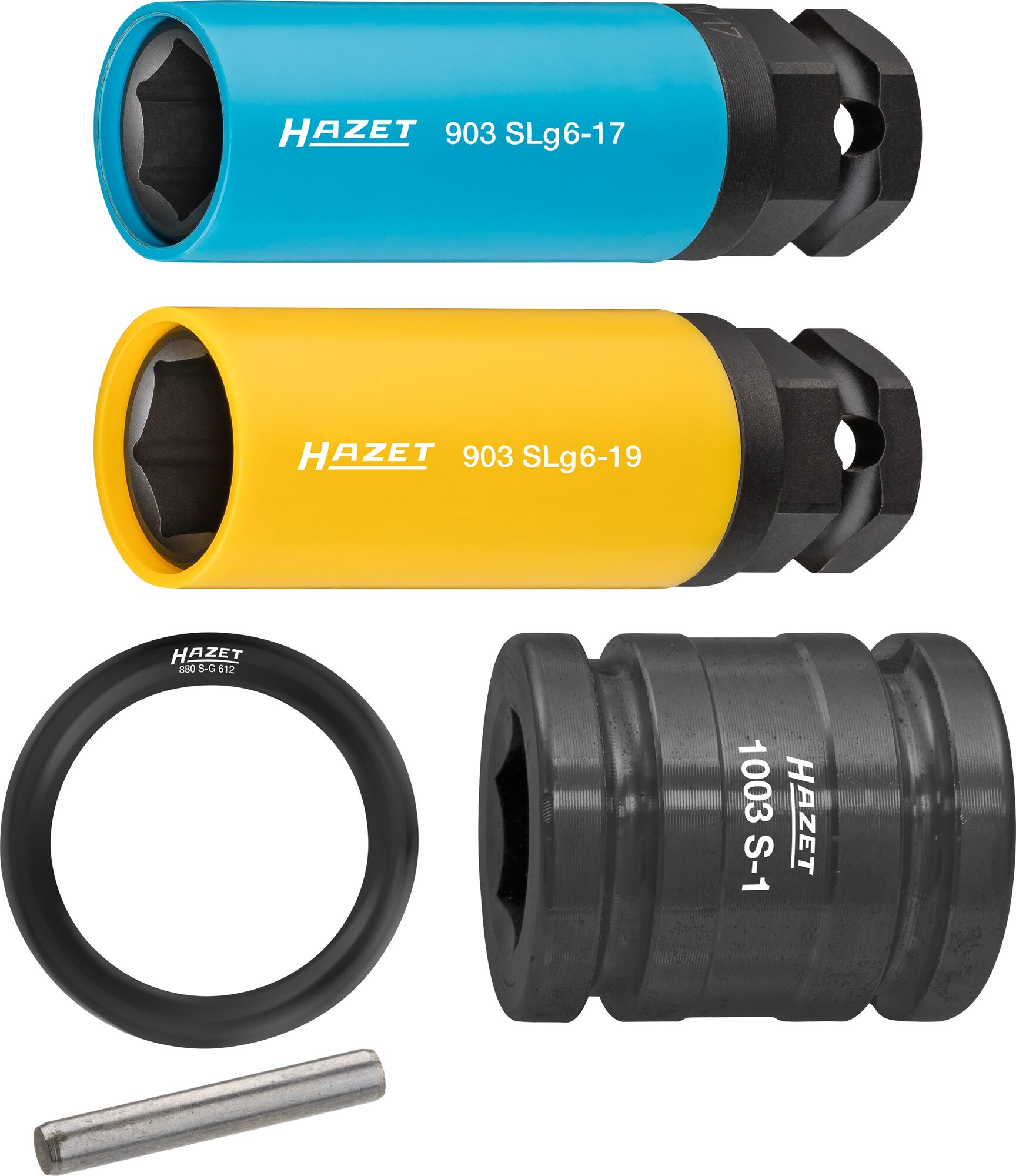 Jeu de douilles à choc pour visseuse HAZET (1/2 pouce), profil hexagonal externe, 5 pièces