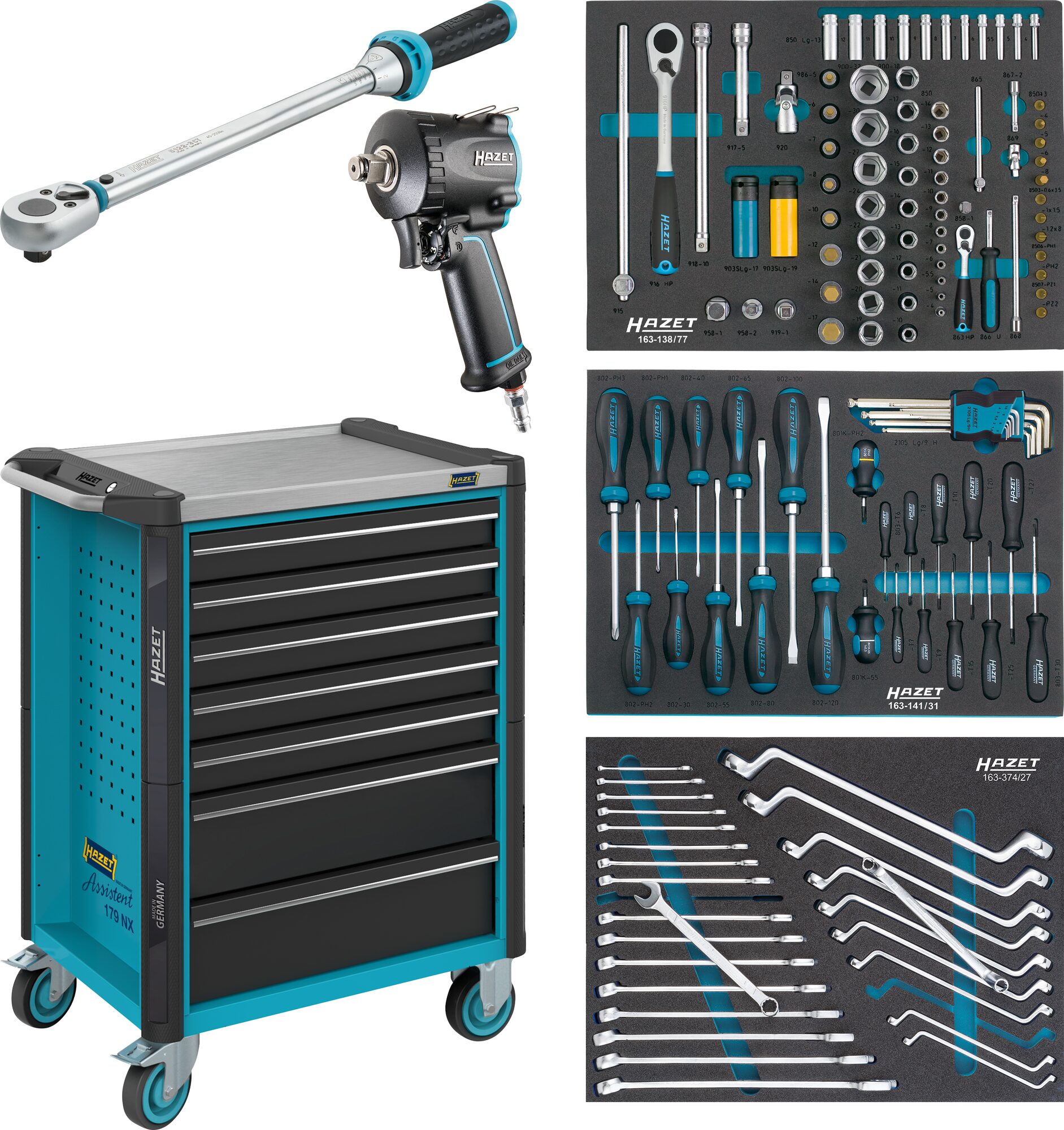 Hazet Assistent 179NX-7 Chariot d'atelier avec 317 outils