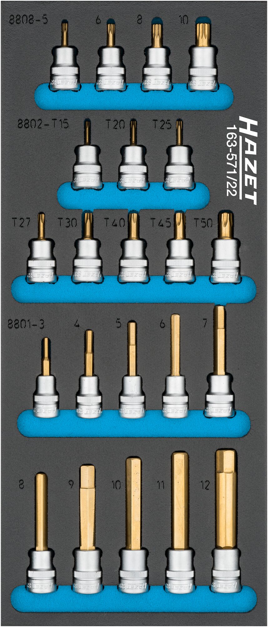 Jeu de douilles et de tournevis à douille HAZET avec insert 22 pièces