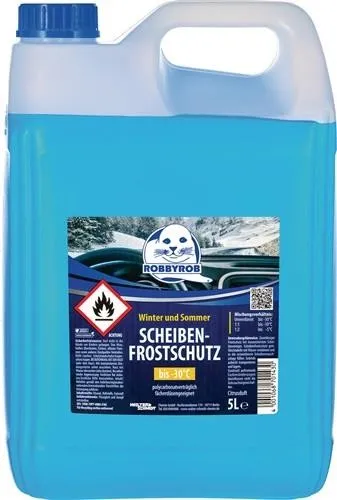 Robbyrob Nettoyant pour vitres avec antigel prêt à l'emploi jusqu'à -30°C - Bidon 5 L empilable