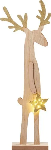 Renne en bois LED Hellum 524130