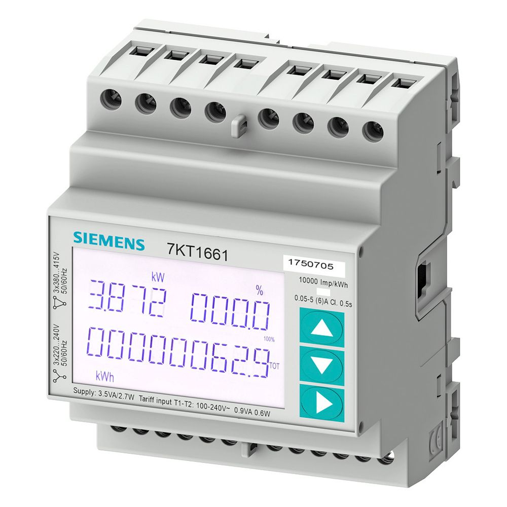 Siemens SENTRON Mesureur d'énergie PAC1600 4TE Modbus S0 100A IP40 7KT1661
