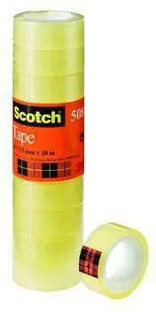 Scotch ruban adhésif transparent 15 mm x 10 m (1 pack = 10 rouleaux) — lot de 10