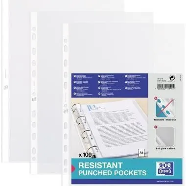 Poche transparente Oxford 400005473 A4 PP 0,09mm grainée 100 pièces/paquet — lot de 100 pièces