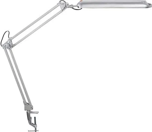 Lampe de bureau métal/argent H.max.380mm avec pince de table et LED