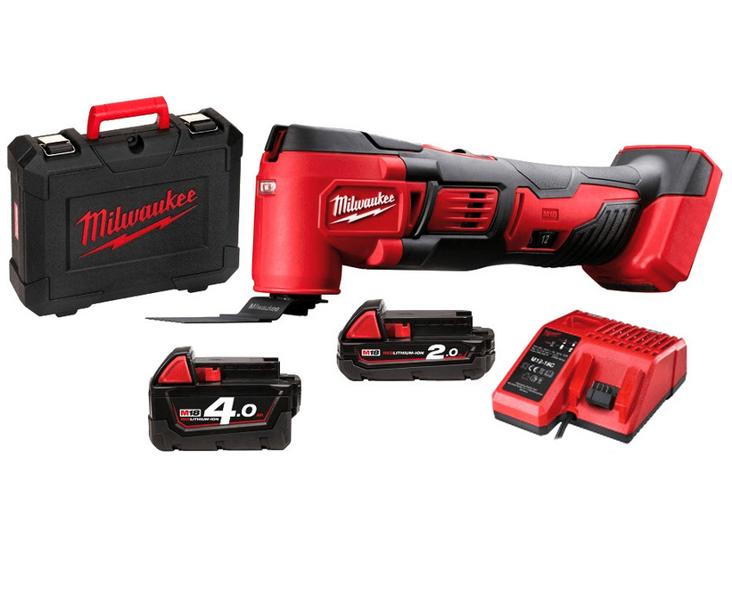 Milwaukee Outil multifonction sans fil M18BMT-421C | 1x batterie 2,0 Ah + 1x batterie 4,0 Ah + chargeur en coffret