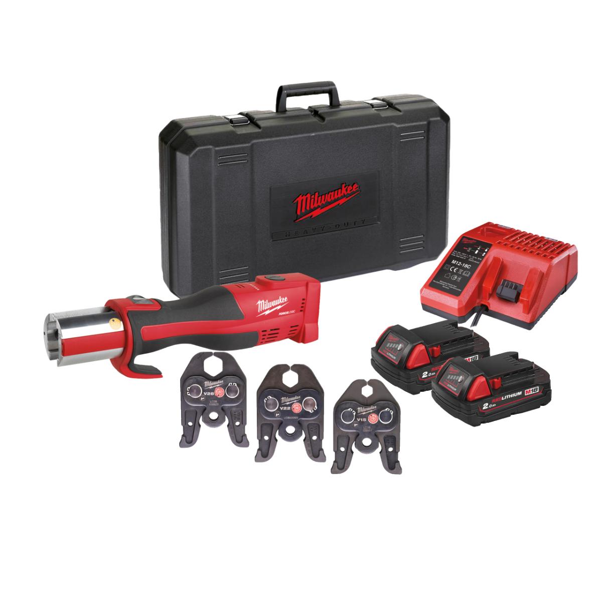 Outil de pressage sur batterie (plomberie) Milwaukee M18 BLHPT-202C V-Set