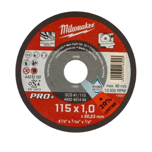 Disque de tronçonnage métallique 115x1 mm PRO+ Milwaukee — lot de 200 pièces