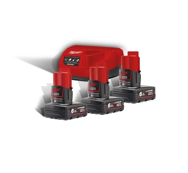 Set de démarrage Milwaukee M12 NRG-603, 12 V, 3x 6,0 Ah et chargeur