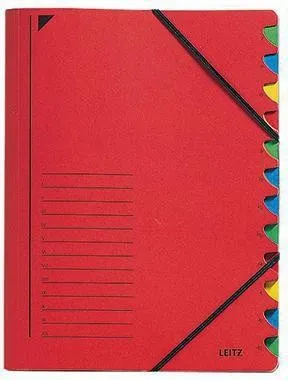Classeur Leitz 39120025 DIN A4 - 12 compartiments colorés - Carton rouge