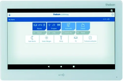 Theben LUXORliving CP10 WH centrale de commande LUXORliving 10" écran tactile HD LCD couleur, station intérieure pour systèmes vidéo et interphone (ex. Metzler et Hikvision), WLAN/Ethernet, blanc 4809000