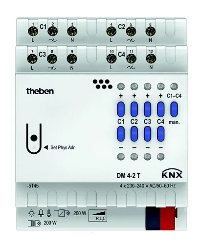 Theben DM 4-2 T - Actionneur de gradation KNX 4 canaux, Rail DIN