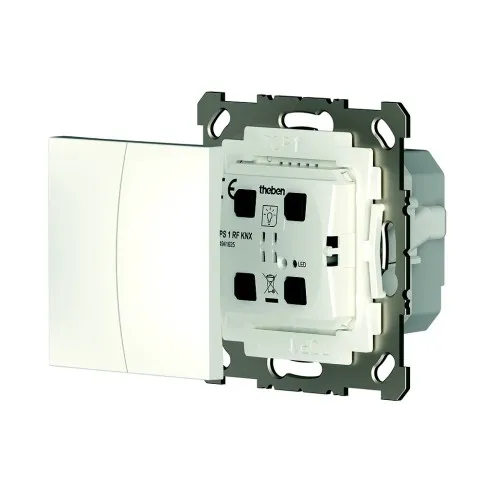 Module actionneur-poignée Theben PS 1 RF KNX combiné avec module de commutation encastré, cadre 55 mm, 4 surfaces de commande, actionneur radio intégré, KNX Data Secure 4941625