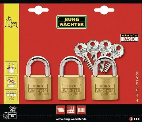 Burg Wächter lot de cadenas à anse Trio 222 40