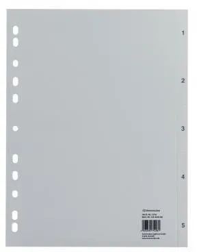 Soennecken Registre 1576 DIN A4 1-5 pleine hauteur PP gris