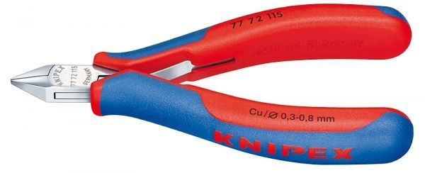 KNIPEX 77 72 115 Cisailles latérales pour électronique avec poignées multicomposants 115 mm