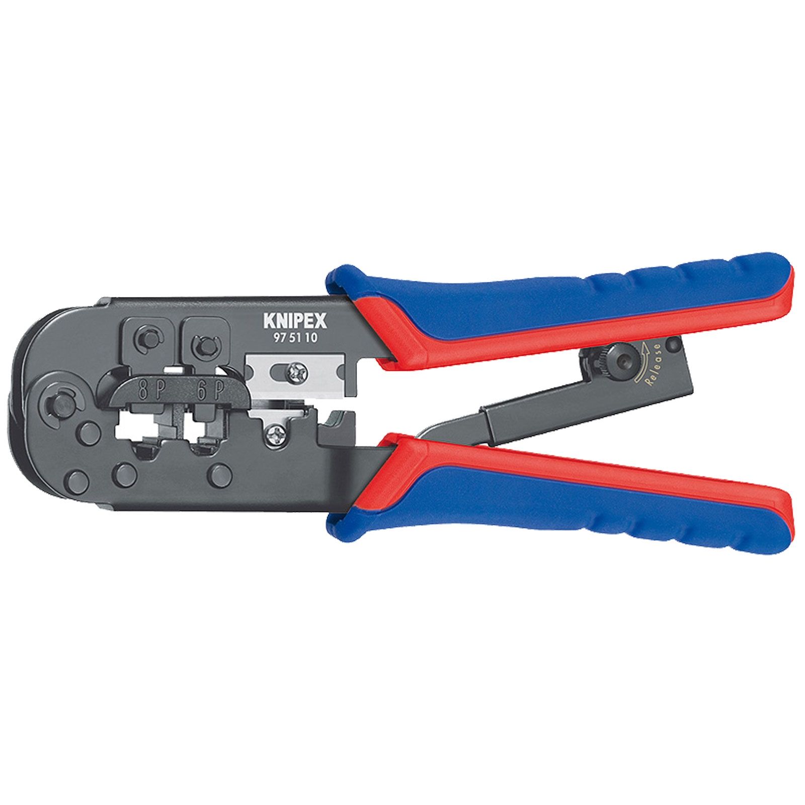 KNIPEX Pince à sertir pour connecteurs Western, gaines multicomposants, dénudeur de fils