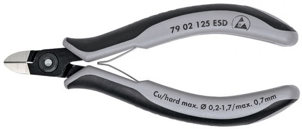KNIPEX Précision Électronique Cisailles à becs plats, brunies, avec/sans ESD, manche bi-matière