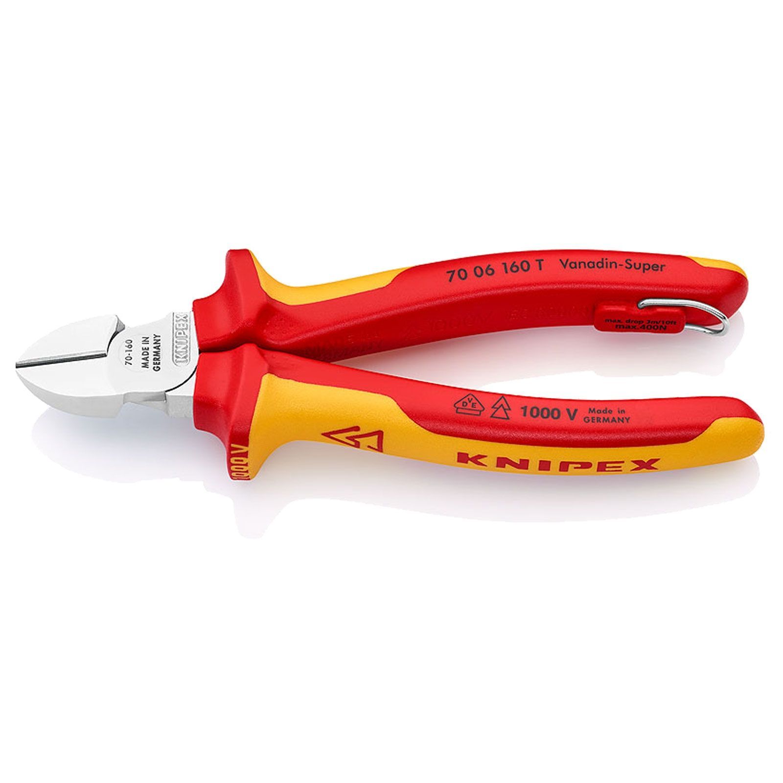 Pince coupante latérale KNIPEX chromée isolée avec gaines multicomposant vérifiée VDE