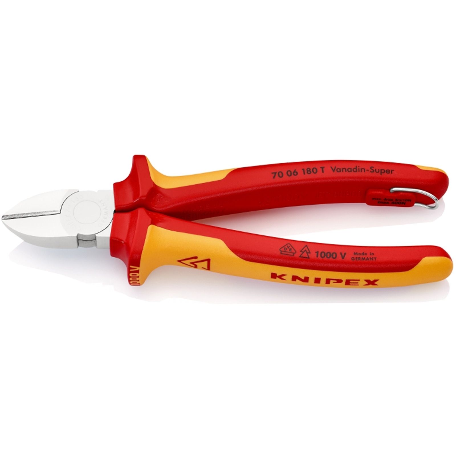 Pince coupante isolée KNIPEX chromée avec gaines multicomposants vérifiée VDE