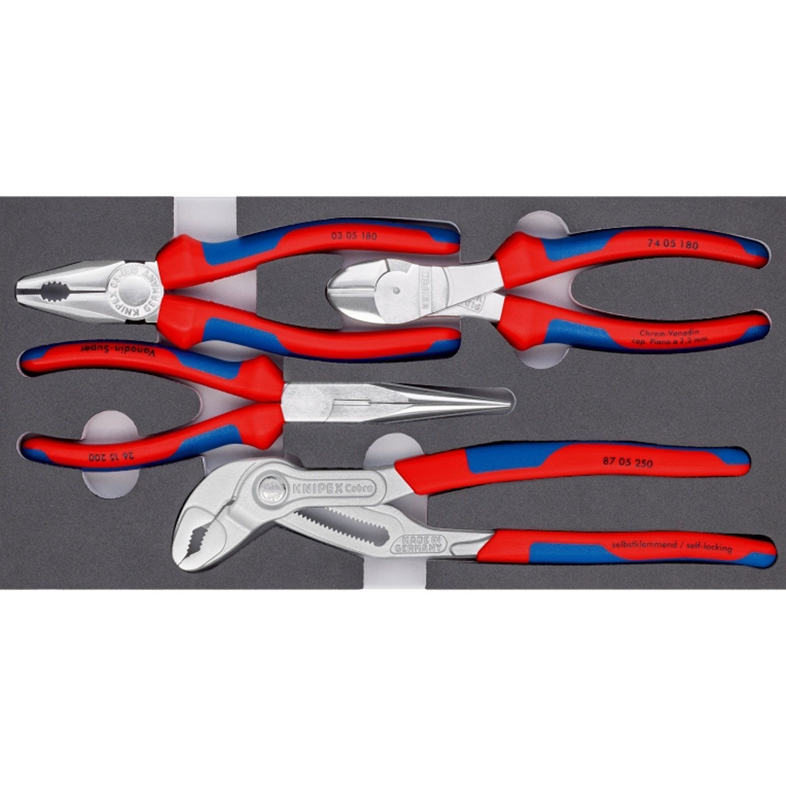 Set de pinces KNIPEX en mousse de protection 332 mm