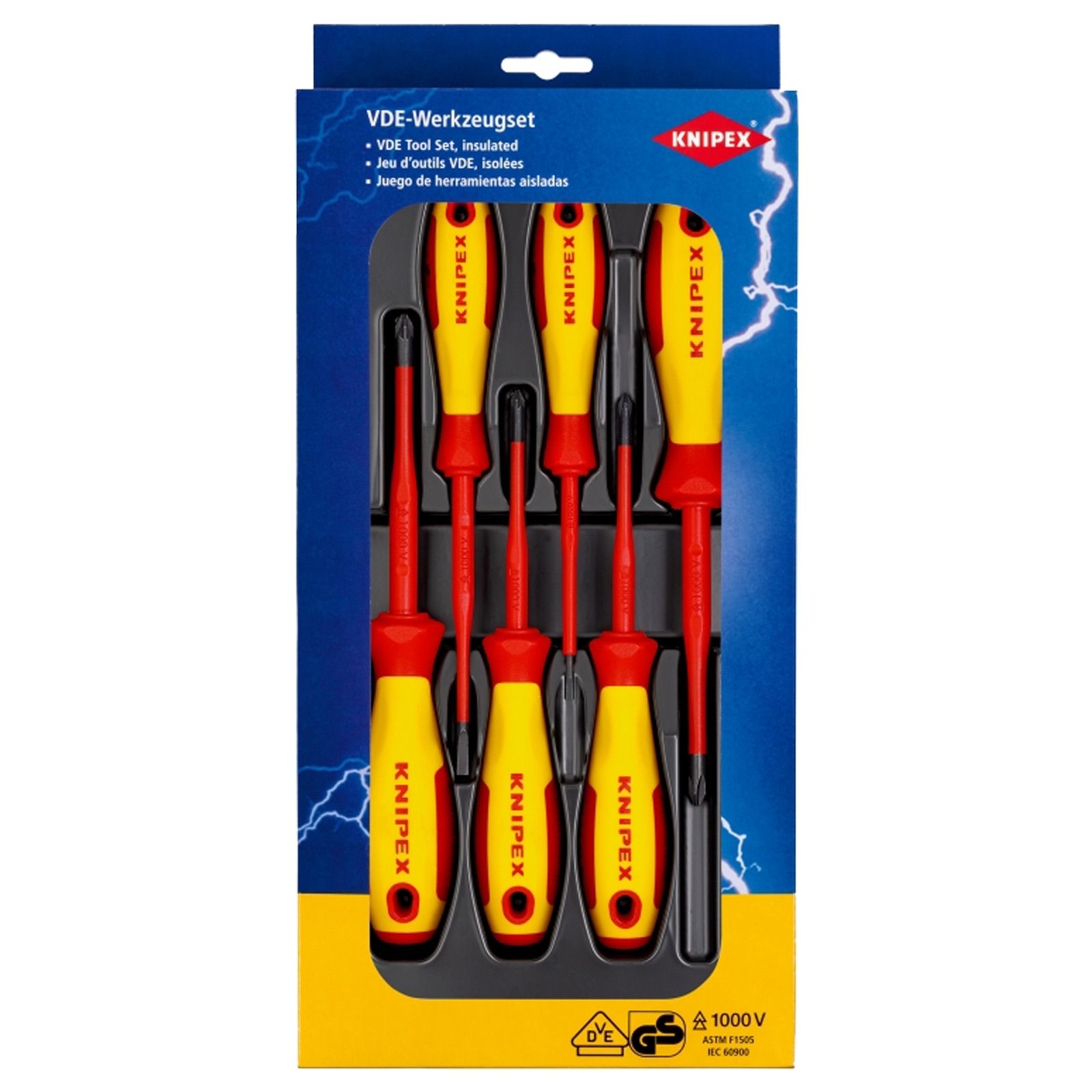 Jeu de tournevis isolés Knipex VDE 6 pièces (fente / Phillips® / Pozidriv®) - 002012V04