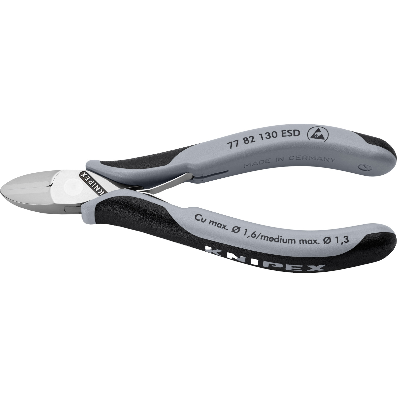 Pince coupante électronique ESD KNIPEX avec articulation traversante et poignées multicomposants 130 mm