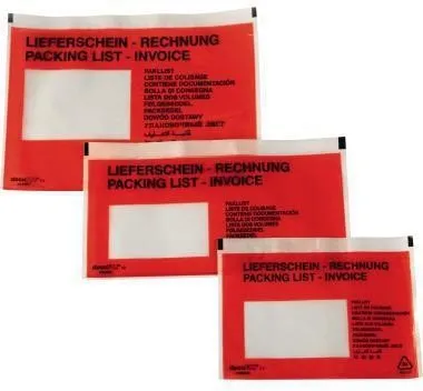 Poche à documents pour bons de livraison/factures DIN long 240 x 135 mm (L x H) polyéthylène transparent 250 pièces/paquet
